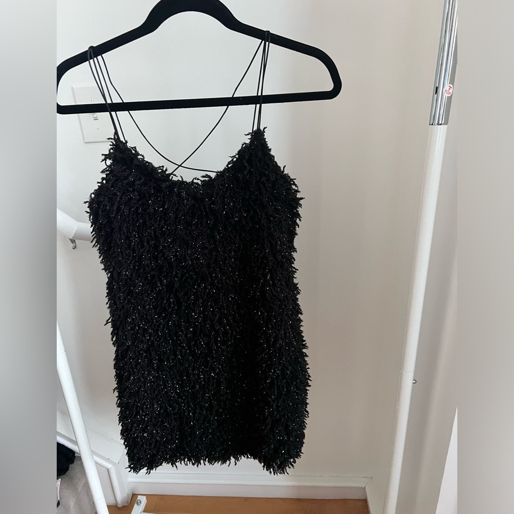 Black and silver mini dress.